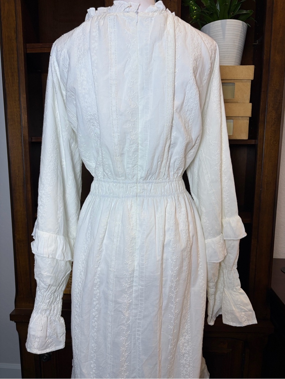 Ivy City Co White Embroidered Prairie Maxi Dress Cottagecore Victorian XXL - Picture 5 of 14